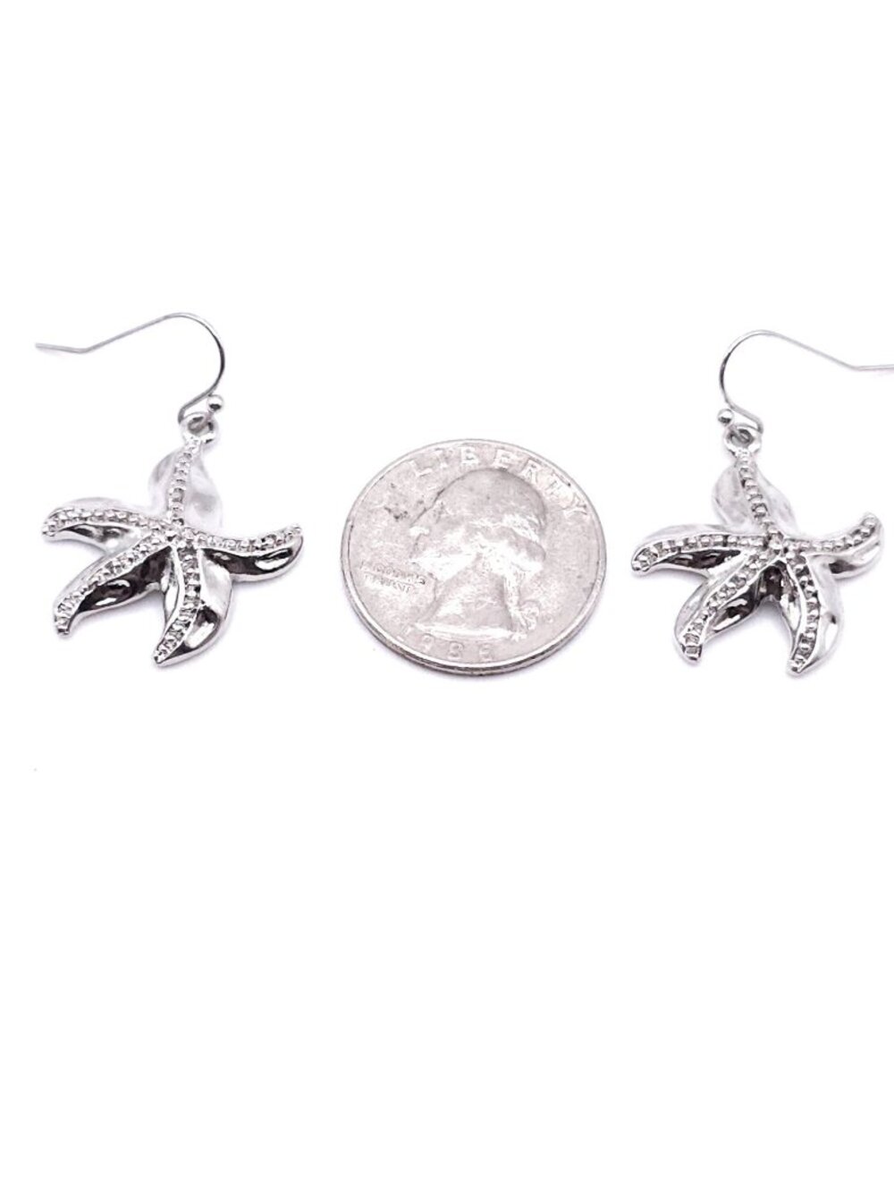 Starfish Dangle Earrings With Silver-Tone Finish And Textured Details - Picture 4 of 8